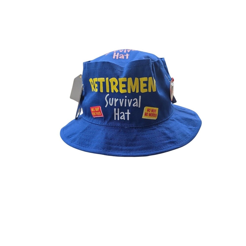 Official Retirement Survival Bucket Hat NWT Blue Fishing Bobber Bottle Opener